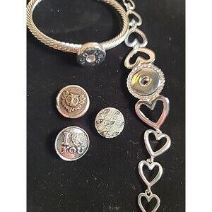 NWOT lot Of 2 Bracelets With 3  Interchangeable Snap Charms Love Owl Geometric